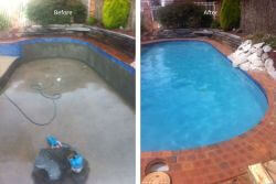 Concrete swimming pool repairs, before and after