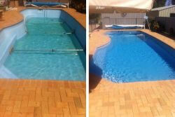 Fibreglass swimming pool repairs, before and after