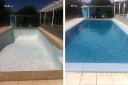 Pool repairs, before and after